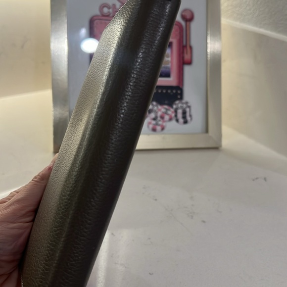 Celine long zip wallet dark olive/ gray w yellow interior. Lots of card slots - Picture 13 of 14